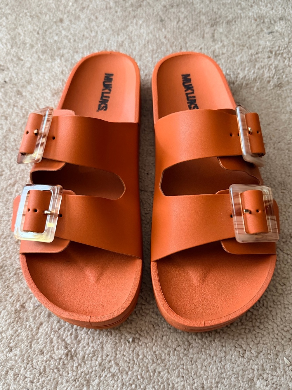 EUC Muk Luks Grand Caymen Women’s Double Buckle Slides Size 9